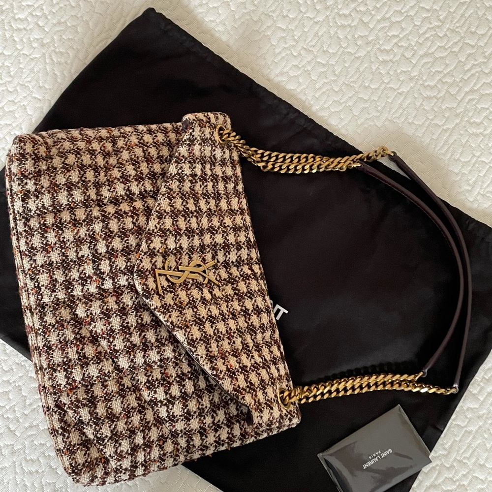 SOLD. YSL Puffer Houndstooth Tweed Shoulder Bag NEW - Picture 4 of 16